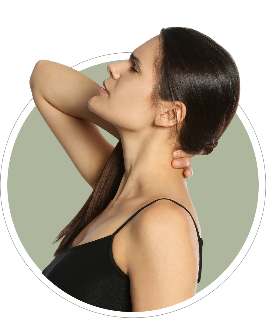 Woman experiencing neck and shoulder tension